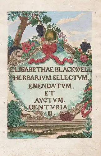 Elisabethea Blackwell Herbarium Selectum Emendatum et Auctum Centuria III - Titelblatt Titel title page botani