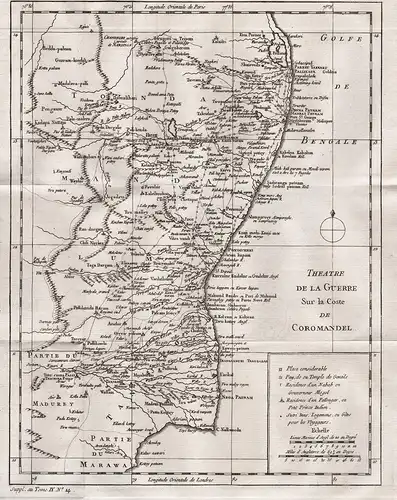 Theatre de la Guerre sur la coste de Coromandel - Coromandel Coast Koromandelküste Indien India Inde