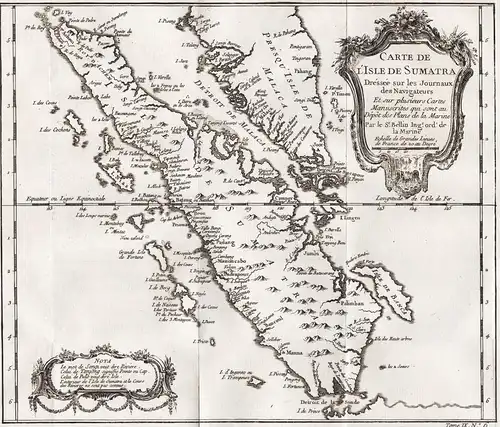 Carte de l'Isle de Sumatra - Sumatra island Insel Indonesia Indonesien map Karte