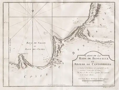 Carte de la Rade de Benguella et Riviere de Cantonbelle - Benguela Angola Africa Afrique Afrika