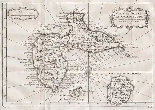 Carte de l'Isle de la Guadeloupe - Guadeloupe Windward Islands Caribbean map Karte