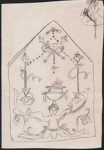 (Sketch of ornamental elements; possible a design for a wall/ceiling painting) - Ornamente decorations Portrai