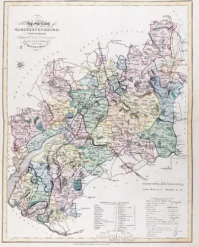 New Map of the County of Gloucestershire; Divided into Hundreds; Containing the District Divisions and other L