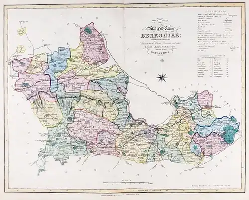 New Map of the County of Berkshire; Divided into Hundreds; Containing the District Divisions and other Local A