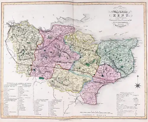 New Map of the County of Kent; Divided into Hundreds; Containing the District Divisions and other Local Arrang