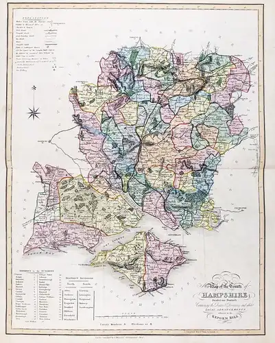New Map of the County of Hampshire; Divided into Hundreds; Containing the District Divisions and other Local A