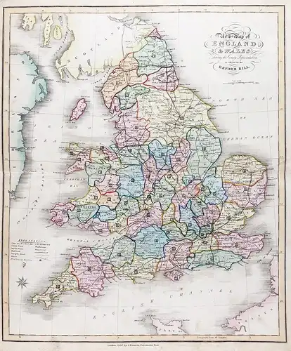 New Map of England & Wales showing the County Representation as effected by the Reform Bill - England Wales Gr