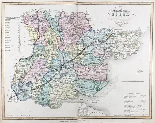 New Map of the County of Essex; Divided into Hundreds; Containing the District Divisions and other Local Arran