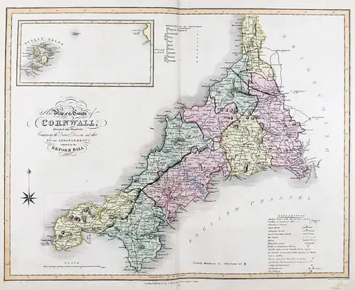 New Map of the County of Cornwall; Divided into Hundreds; Containing the District Divisions and other Local Ar