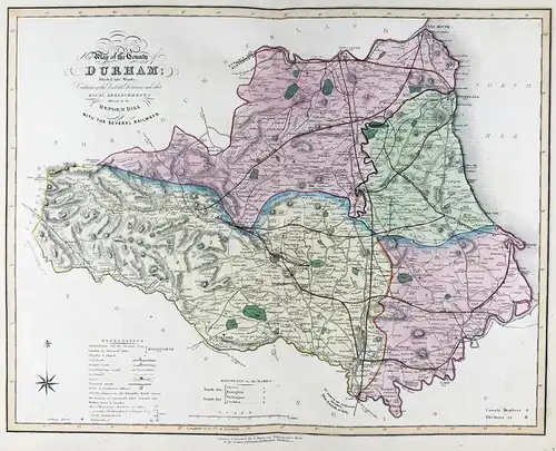 New Map of the County of Durnham; Divided into Wards; Containing the District Divisions and other Local Arrang