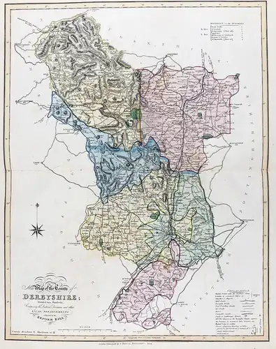 New Map of the County of Derbyshire; Divided into Hundreds; Containing the District Divisions and other Local