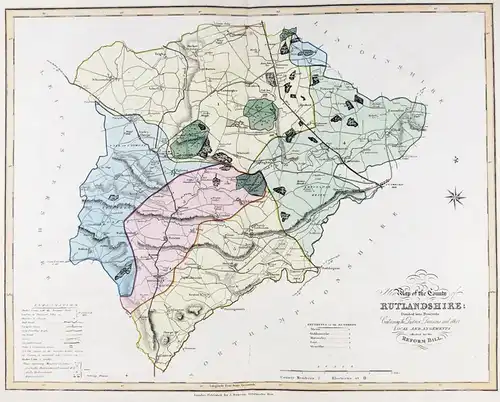 New Map of the County of Rutlandshire; Divided into Hundreds; Containing the District Divisions and other Loca