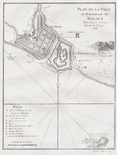 Plan de la Ville et Forteresse de Malaca - A Famosa Malacca Malaysia fortress Festung