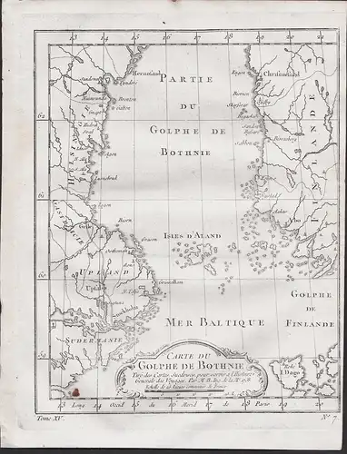 Carte du Golphe de Bothnie - Bottniska viken Gulf of Bothnia Sweden Finland