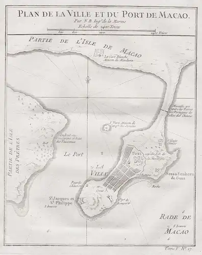 Plan de la Ville et du Port de Macao - Macau Macao China Asia Asien Fort Hafen Karte map Kupferstich