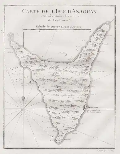 Carte de l'Isle d'Anjouan - Anjouan island Comores Komoren Indian Ocean Insel Karte map