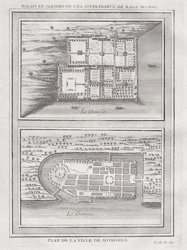 Palais et Jardins de Cha Sousa Prince de Ragi Mohol / Plan de la Ville de Mongher - Sangi Dalan Shah Shuja's P