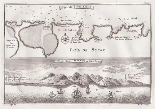 Baye de Sierra Leona / Veue de l'Entrée de la Baye de Sierra Leona - Sierra Leone bay Küste Africa map Karte A