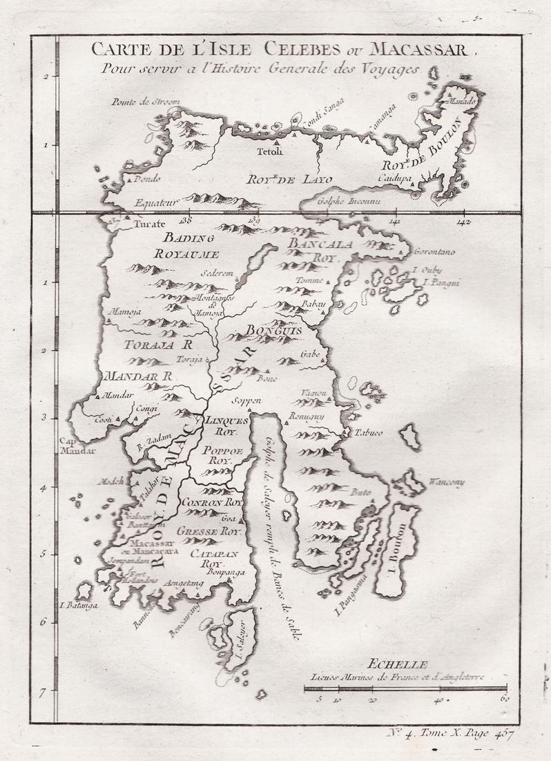 Carte de l'Isle Celebes ou Macassar - Sulawesi Indonesia Asia Makassar