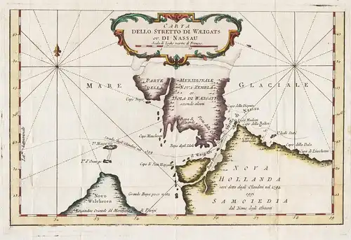 Carta dello Stretto di Waeigats ou di Nassau. - Waigatsch Vaygach Russia Island Russland map Karte