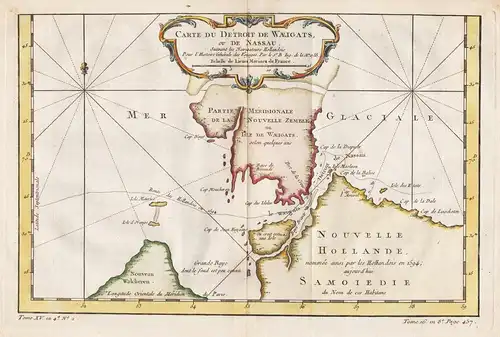 Carte du Detroit de Waeigats, ou de Nassau. - Waigatsch Vaygach Russia Island Russland map Karte