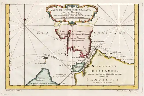 Carte du Detroit de Waeigats, ou de Nassau. - Waigatsch Vaygach Russia Island Russland map Karte