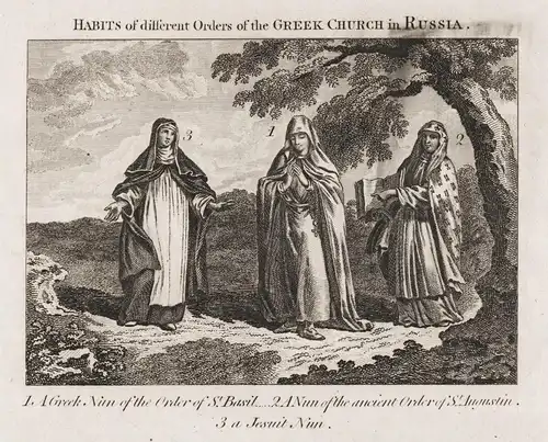 Habits of different orders of the Greek Church in Russia - Orthodox church Kirche nuns costume Trachten