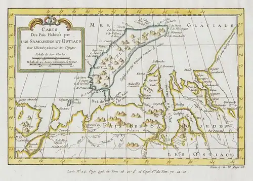 Carte des Pais Habites par les Samojedes et Ostiacs -  Nowaja Semlja Novaya Zemlya Russia Russland Russie map