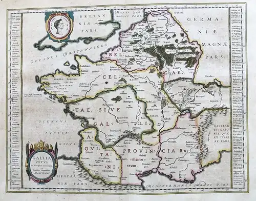 Gallia Vetus ad Iul Caesaris Commentaria - Gallia Gaule Gallien France Frankreich map carte