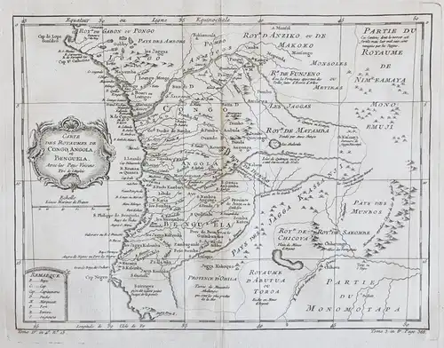 Carte des Royaumes de Congo, Angola, et Benguela - Angola Kongo Congo Afrika Africa carte gravure
