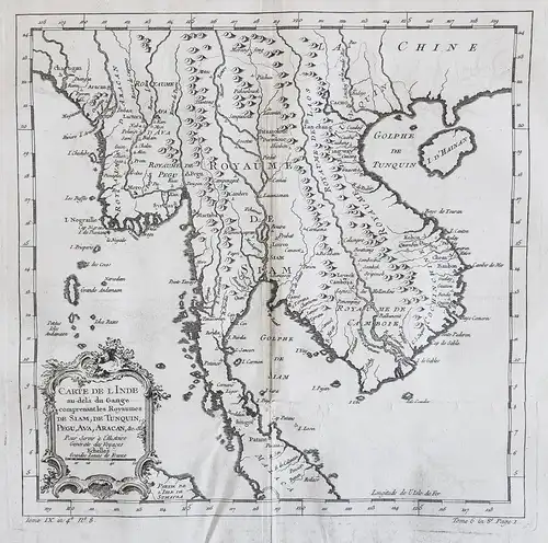 Carte de l'Inde au dela du Gange comprenant les Royaumes de Siam, de Tunquin, Pegu, Ava, Aracan  etc. etc. ..