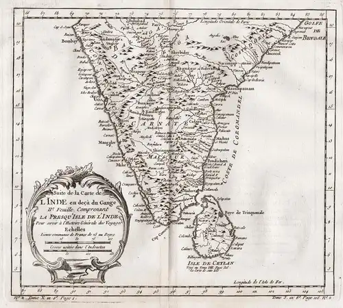Suite de la Carte de l'Inde en deca du Gange - India Indien Sri Lanka Asia Asien map Karte