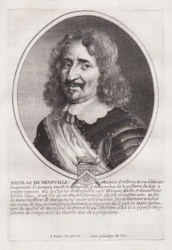 Nicolas de Neufville Marquis de Villeroy, Baron d'Alincourt, Gouverneur de Lionnois Forest et Beaujolois... -