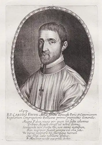 R. P. Carolus Favreu Abbos Sanctae Genovesae... - Charles Faure (1594-1644) Genova Saint-Vincent de Senlis Por