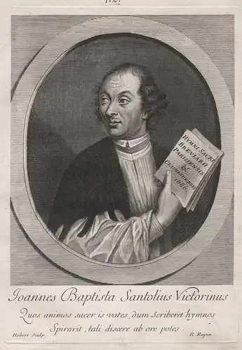 Joannes Baptista Santolius Victorinus. -  Jean de Santeul (1630-1697) Neo Latin poet poete Portrait