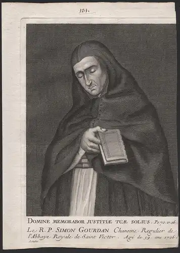 Domine Memorabor Justitiae Tuae Solius - Le. R. P. Simon Gourdan Chanoine - Simon Gourdan (1646 - 1729) prêtre