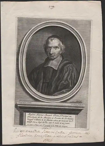 Meßire Antoine Arnaud Pretre, Docteur en Theologie... - Antoine Arnauld (1612-1694) prêtre Priest théologien T