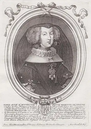 Marie Anne d'Austriche Reyne Regente d'Espagne.. - Mariana de Austria (1634-1696) Maria Anna von Österreich Po