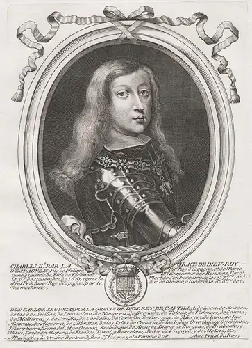 Charles IIe. par la Grace de Dieu Roy d'Espagne, & Fils... - Carlos II de España (1661-1700) Charles II of Spa
