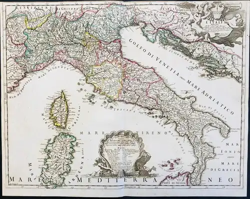 L'Italia- Italia Italy Italien Sardegna Corse Corsica incisione carta mappa