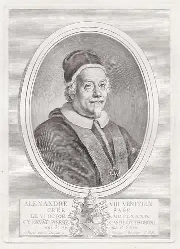 Alexandre VIII Venitien crée Pape le VI. Octob. MDCLXXXIX - Pope Alexander VIII (1610-1691) Alessandro Papa Pa