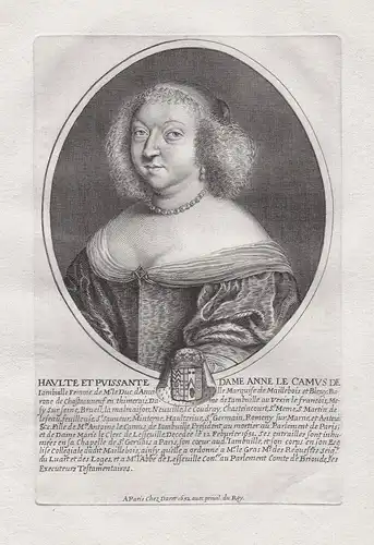 Haulte et Puissante Dame Anne le Camus de Jambuille... - Anne Le Camus de Jambville (1583-1651) marquise de Ma