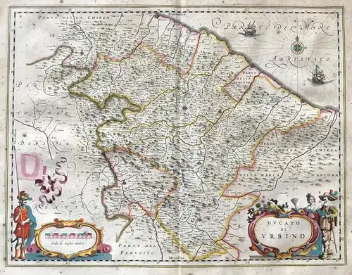 Ducato di Urbino - Urbino Pesaro Rimini Cattolica Fano Citta di Castello Cagli San Marino Senigallia Karte map