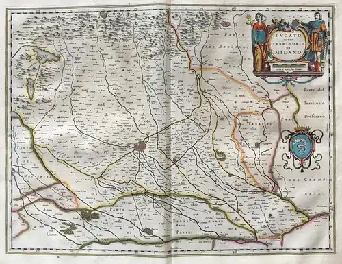 Ducato overo Territorio di Milano - Pavia / Crema / Bergamo - Blaeu Karte map mappa Italia Italy Italien