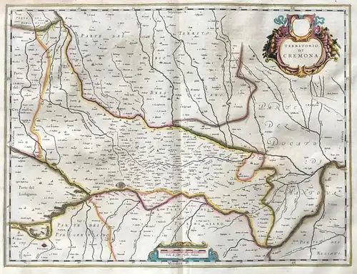 Territorio di Cremona - Cremona Piacenza Casalmaggiore Pontevico Karte map mappa Italia Italy Italien