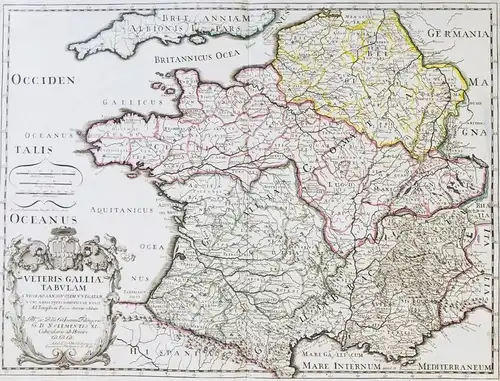 Veteris Galliae Tabulam- Gallia Gaule Gallien France Frankreich carte gravure