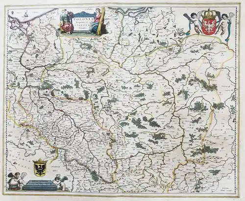 Polonia Regnum, et Silesia Ducatus - Polska Polen Poland map Karte