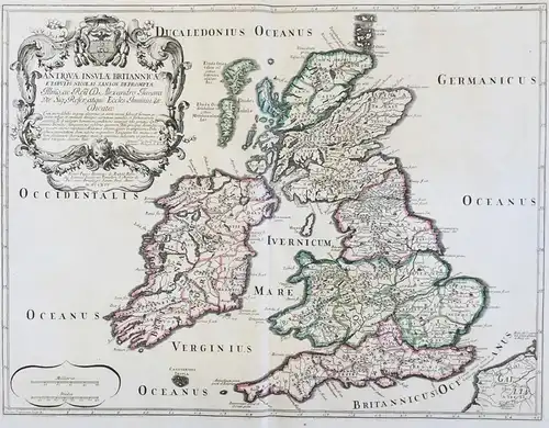 Antiquae Insulae Britannicae e Tabulis Nicolai Sanson Depromtae - British Isles Great Britain Ireland Irland
