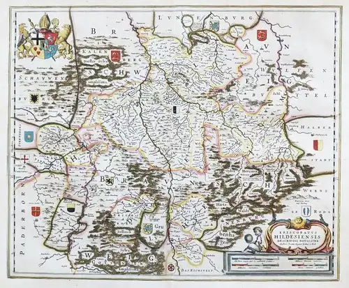 Episcopatus Hildesiensis Descriptio Novissima - Bistum Hildesheim Einbeck Hameln Goslar Wolfenbüttel Niedersac