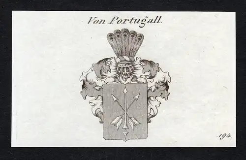 Von Portugall - Portugall Portugal Wappen Adel coat of arms heraldry Heraldik Kupferstich engraving